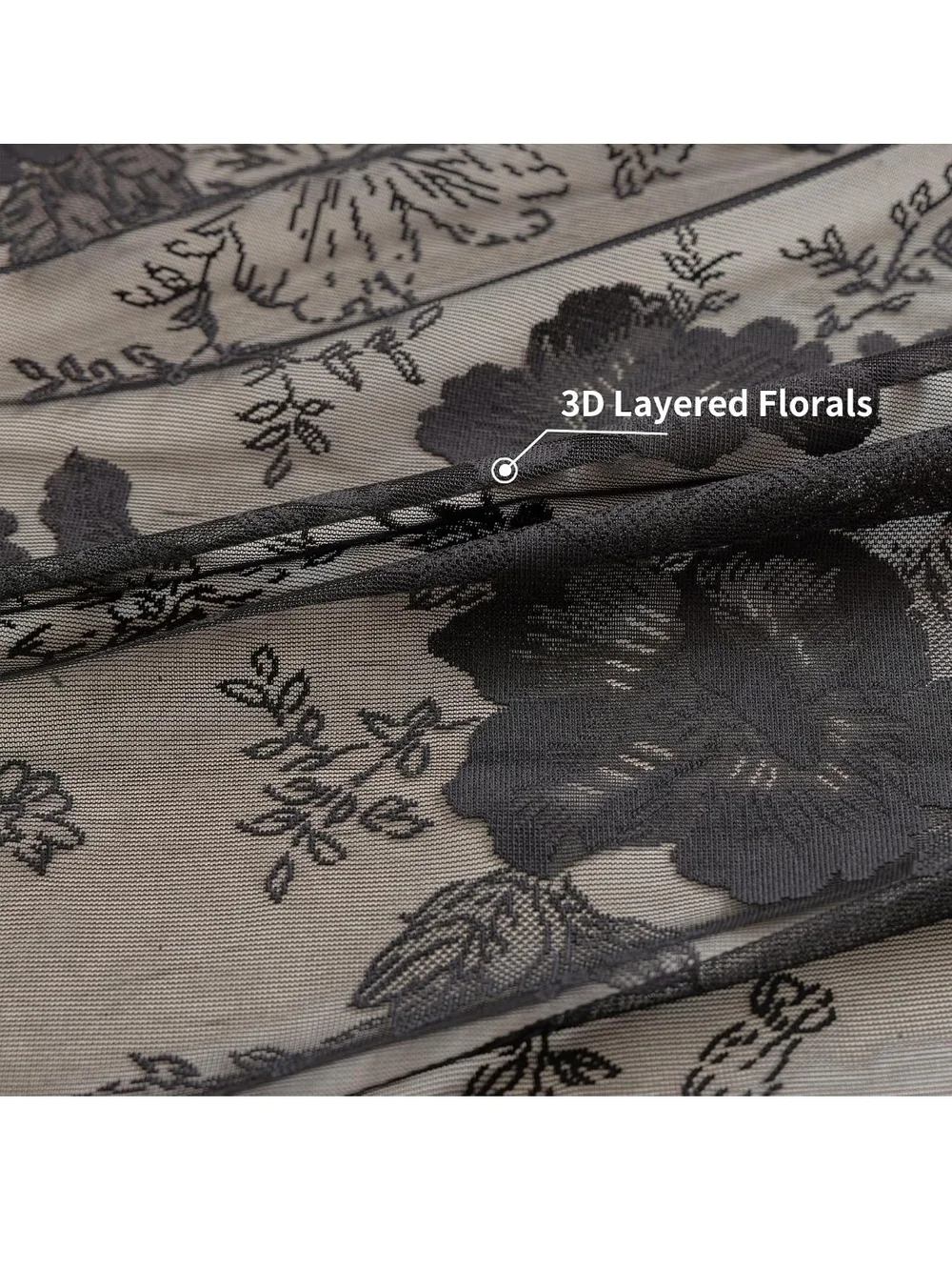Sheer Lace Black Window Curtain Panels - Elegant Home Accents